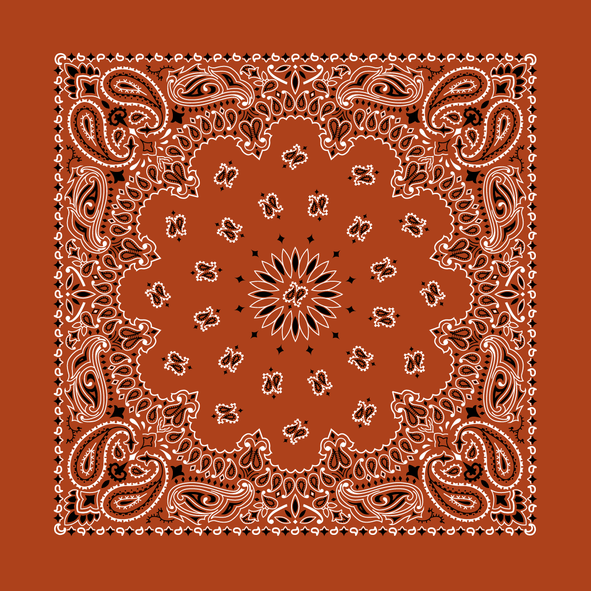 Classic Paisley 100% Cotton Bandana with Custom Chainstitch