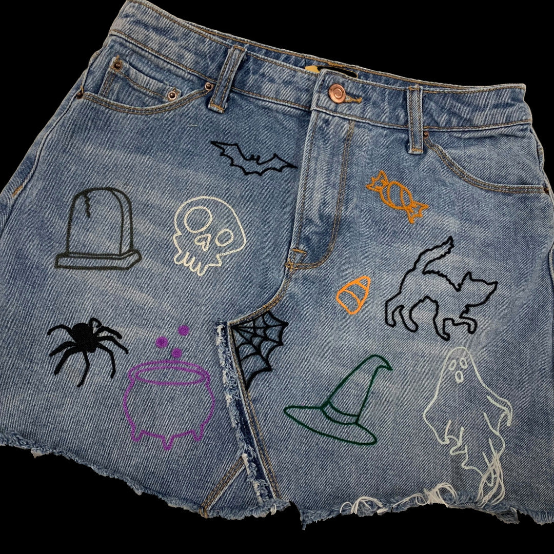 Spooky Denim Miniskirt
