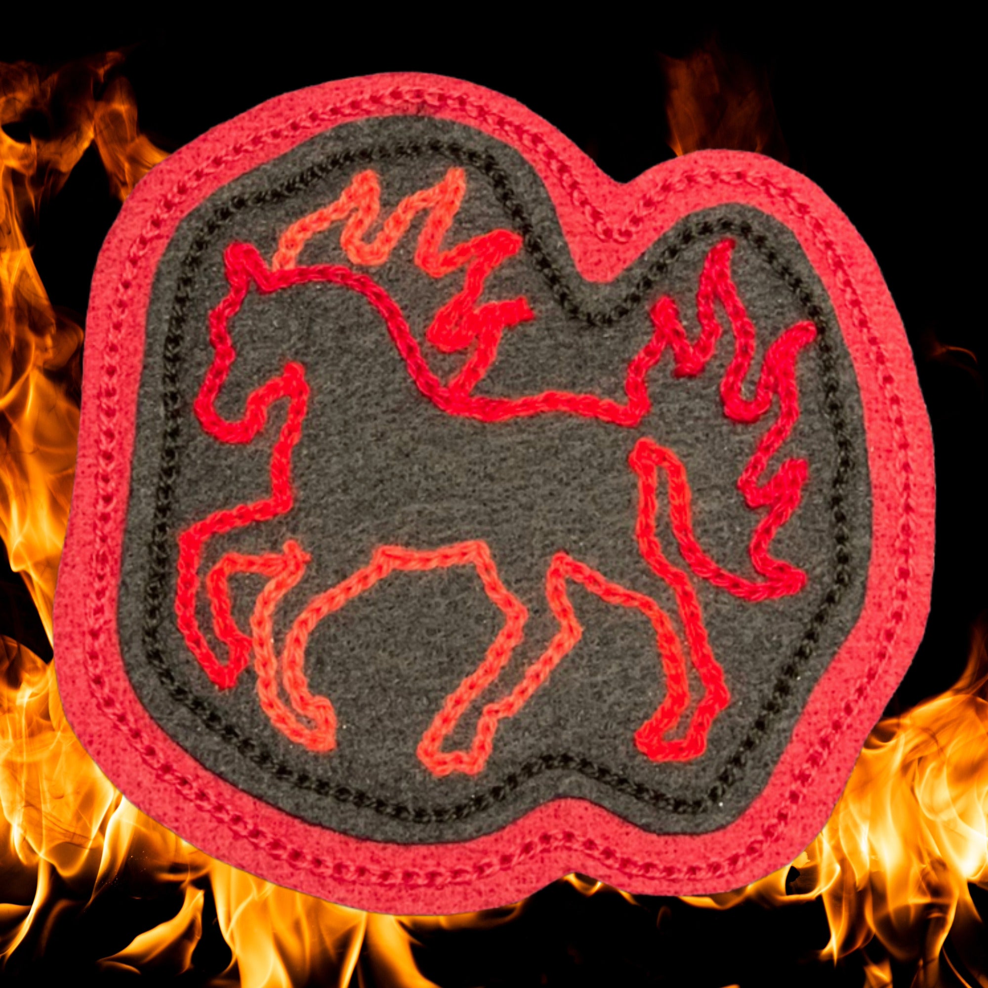 Fire Horse Chainstitched Patch