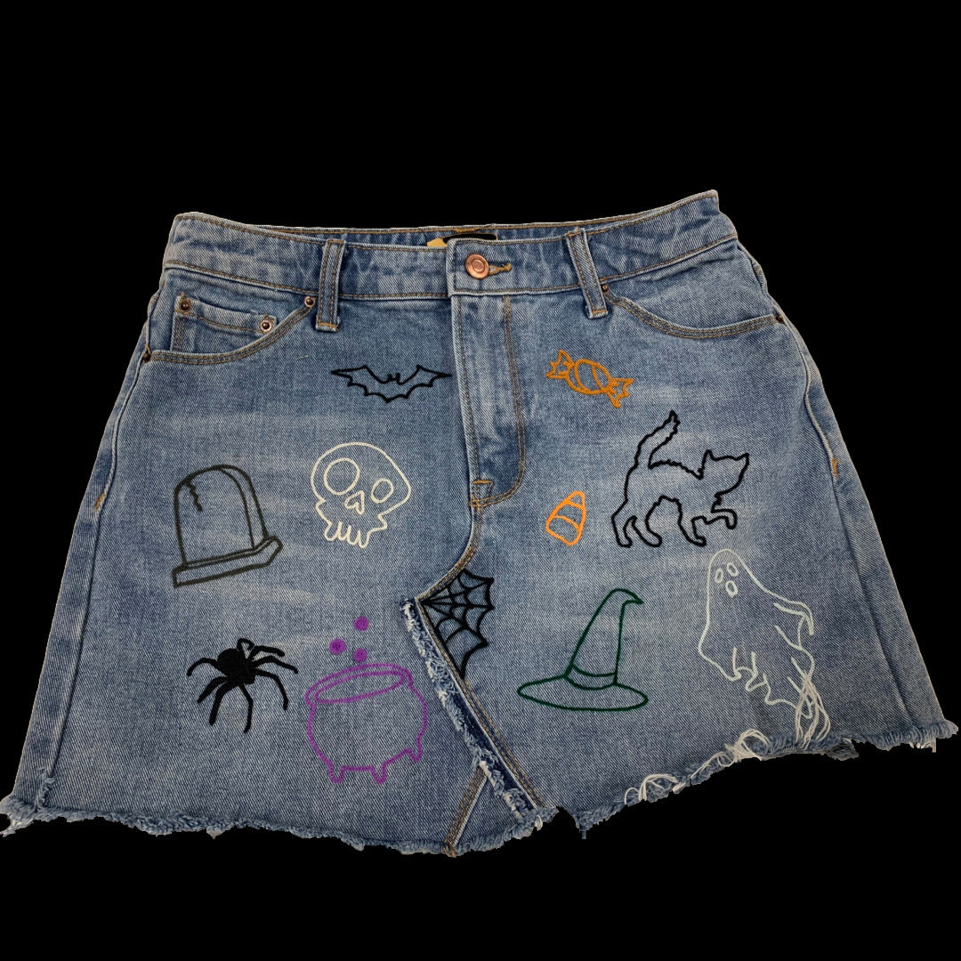 Spooky Denim Miniskirt