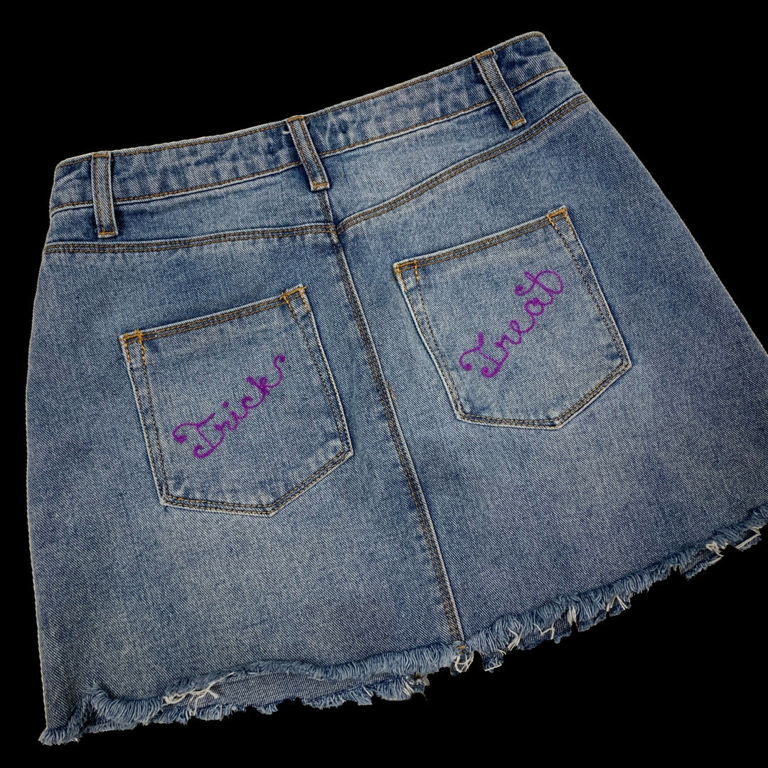 Spooky Denim Miniskirt