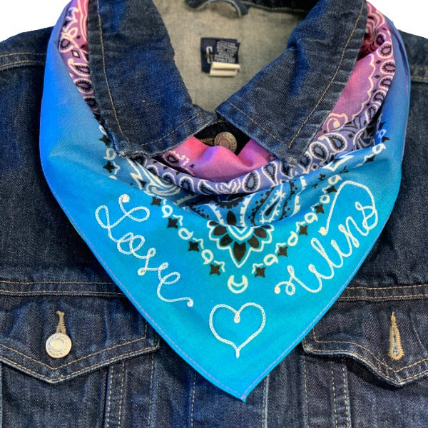 Summer of Love Pastel Rainbow Chainstitch Bandana