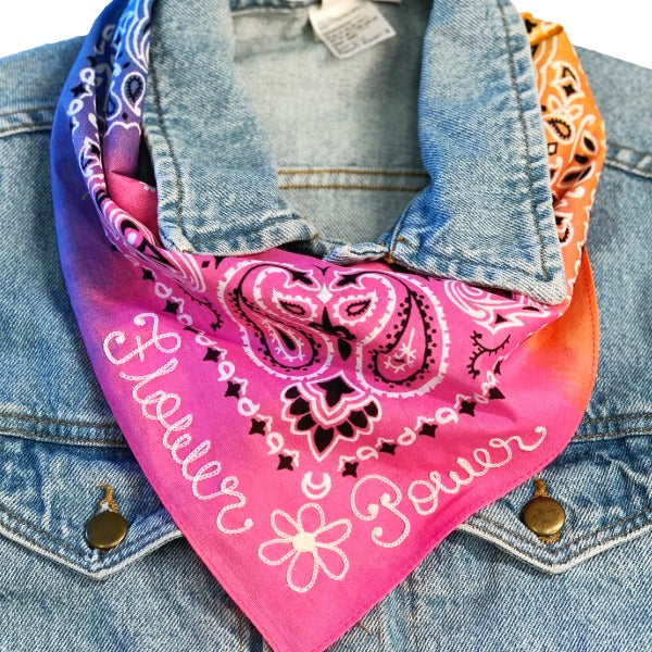 Summer of Love Pastel Rainbow Chainstitch Bandana